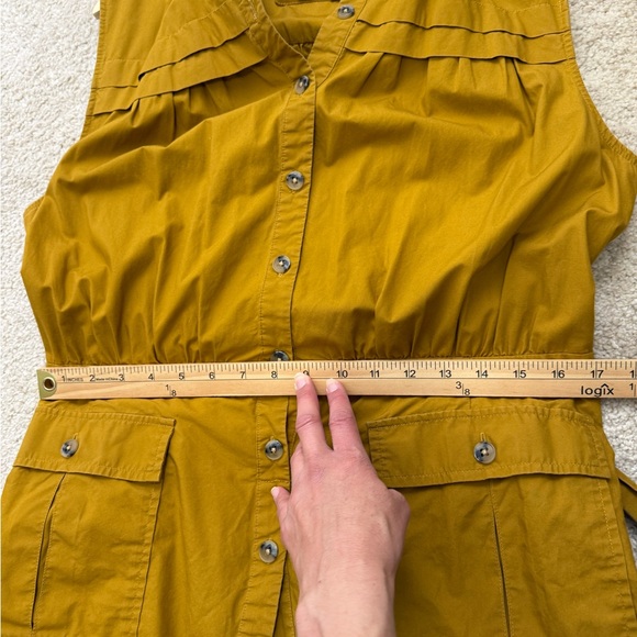 Anthropologie Sleeveless Vested Pleated
Midi Dress XL Utility Pockets Self Belt - Picture 12 of 16